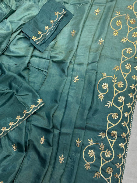 PURE UPADA SILK KACHI GOTA PATTI SAREE