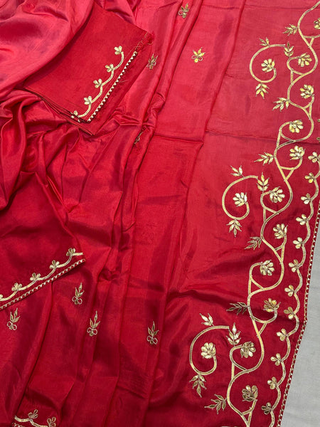 PURE UPADA SILK KACHI GOTA PATTI SAREE