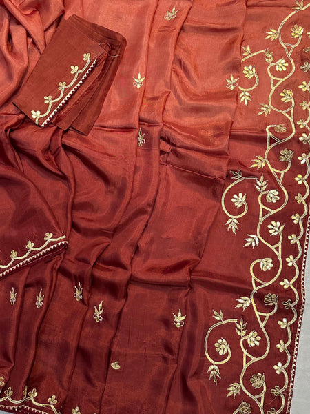 PURE UPADA SILK KACHI GOTA PATTI SAREE