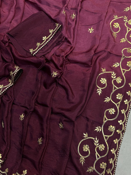 PURE UPADA SILK KACHI GOTA PATTI SAREE