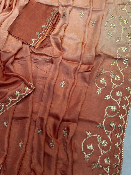 PURE UPADA SILK KACHI GOTA PATTI SAREE