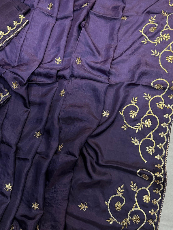 PURE UPADA SILK KACHI GOTA PATTI SAREE