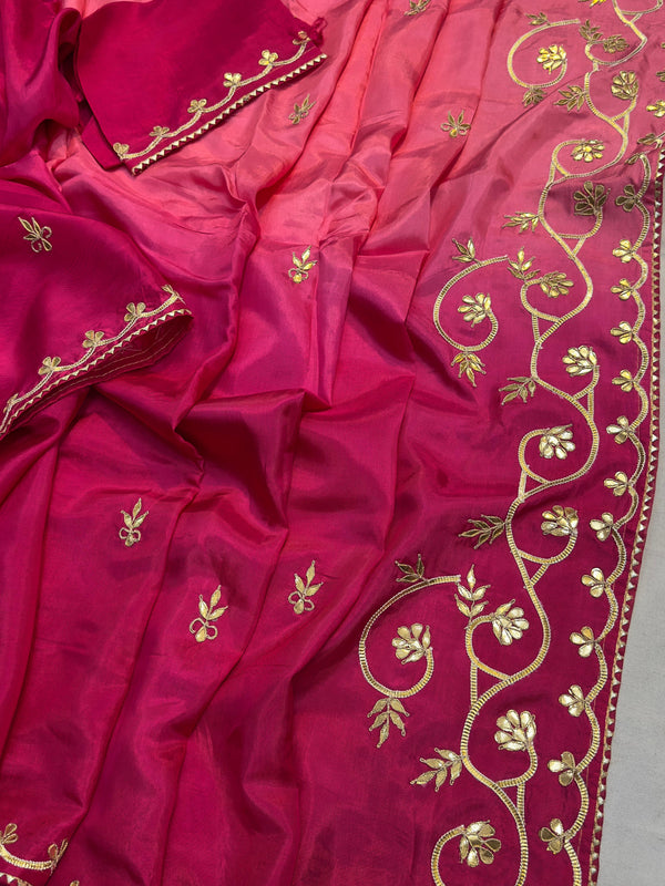 PURE UPADA SILK KACHI GOTA PATTI SAREE