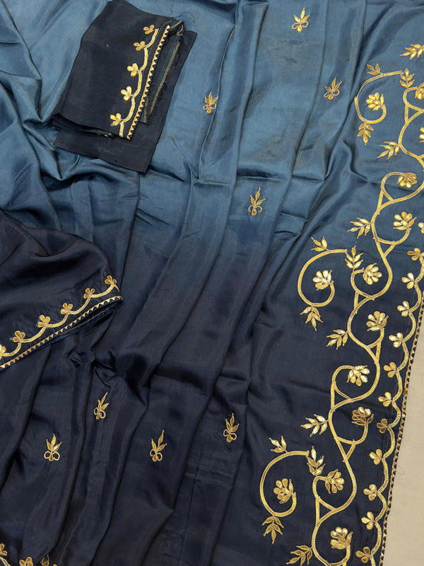 PURE UPADA SILK KACHI GOTA PATTI SAREE