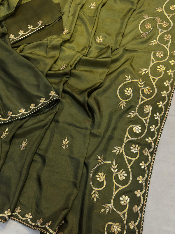 PURE UPADA SILK KACHI GOTA PATTI SAREE