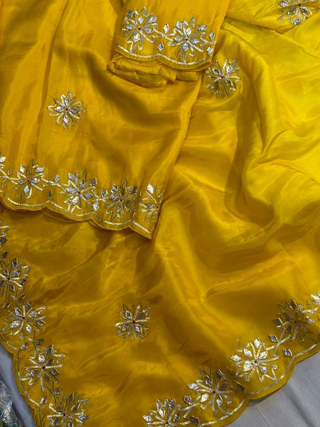PURE UPADA SILK KACHI GOTA PATTI SAREE