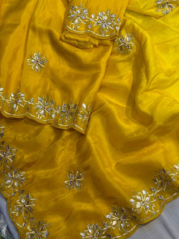 PURE UPADA SILK KACHI GOTA PATTI SAREE