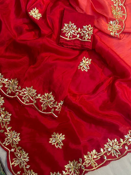 PURE UPADA SILK KACHI GOTA PATTI SAREE