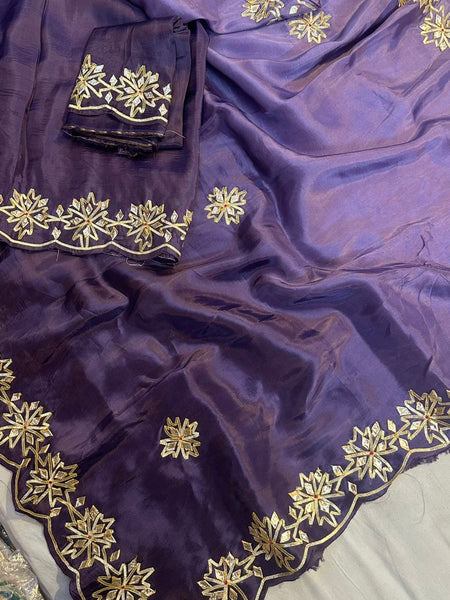 PURE UPADA SILK KACHI GOTA PATTI SAREE