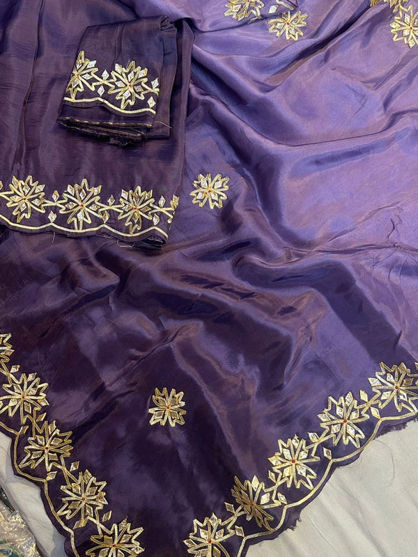 PURE UPADA SILK KACHI GOTA PATTI SAREE