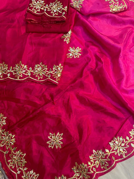 PURE UPADA SILK KACHI GOTA PATTI SAREE