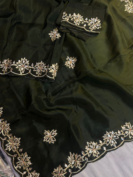 PURE UPADA SILK KACHI GOTA PATTI SAREE