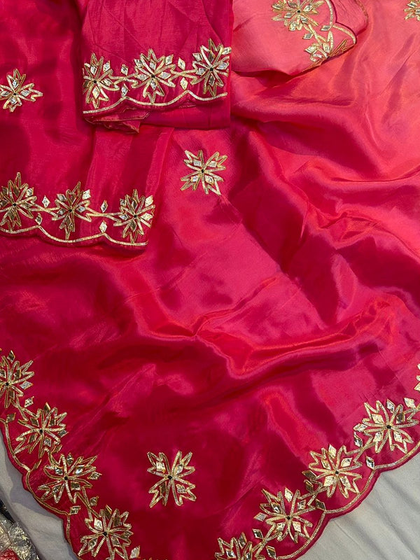 PURE UPADA SILK KACHI GOTA PATTI SAREE