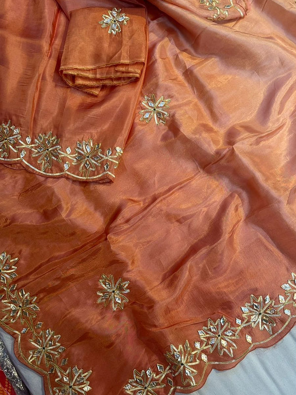 PURE UPADA SILK KACHI GOTA PATTI SAREE