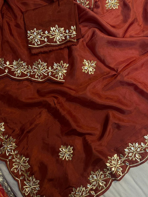 PURE UPADA SILK KACHI GOTA PATTI SAREE