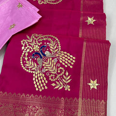 MOONGA SILK HANDWORK GOTA PATTI SAREE