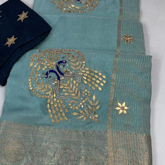MOONGA SILK HANDWORK GOTA PATTI SAREE