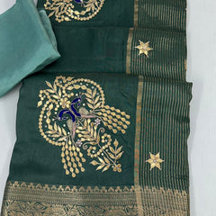 MOONGA SILK HANDWORK GOTA PATTI SAREE