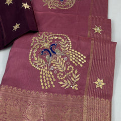 MOONGA SILK HANDWORK GOTA PATTI SAREE