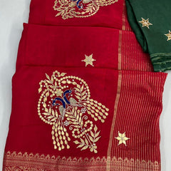 MOONGA SILK HANDWORK GOTA PATTI SAREE