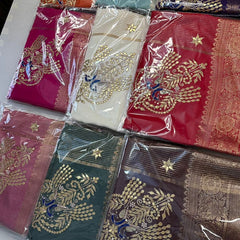 MOONGA SILK HANDWORK GOTA PATTI SAREE