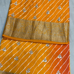 LEHERIYA MOONGA SILK SAREE