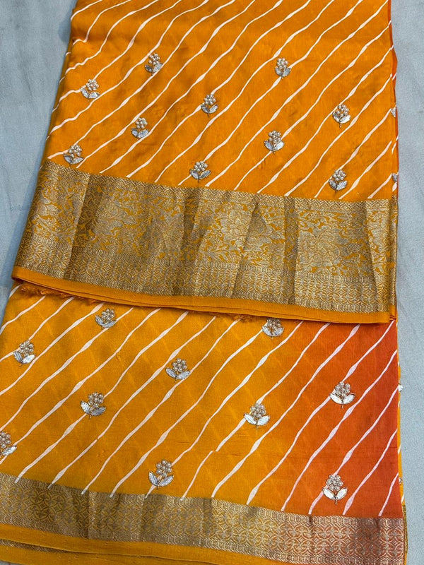 LEHERIYA MOONGA SILK SAREE
