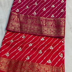 LEHERIYA MOONGA SILK SAREE
