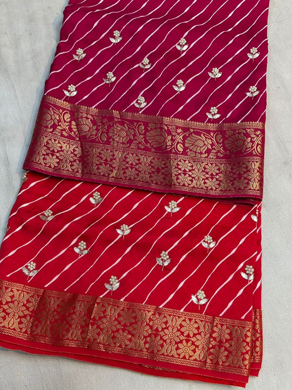 LEHERIYA MOONGA SILK SAREE