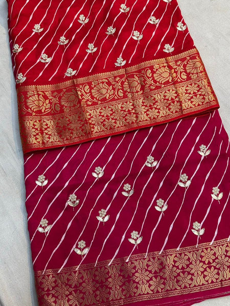 LEHERIYA MOONGA SILK SAREE
