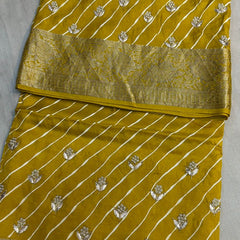 LEHERIYA MOONGA SILK SAREE