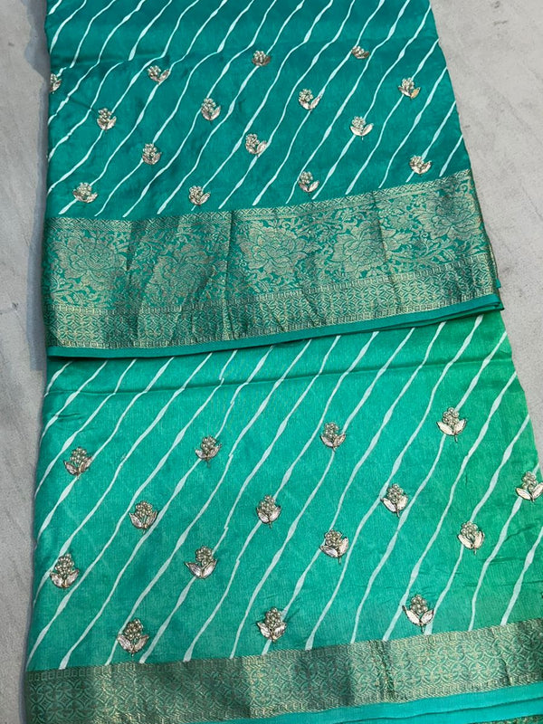LEHERIYA MOONGA SILK SAREE