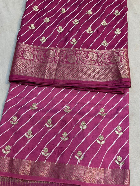 LEHERIYA MOONGA SILK SAREE