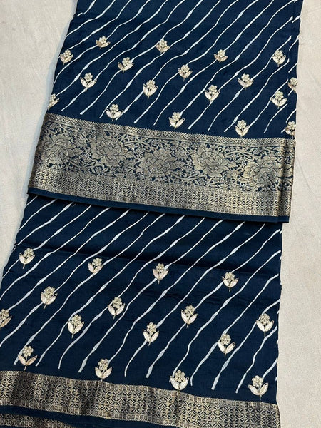 LEHERIYA MOONGA SILK SAREE