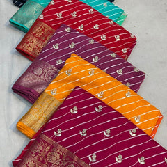 LEHERIYA MOONGA SILK SAREE