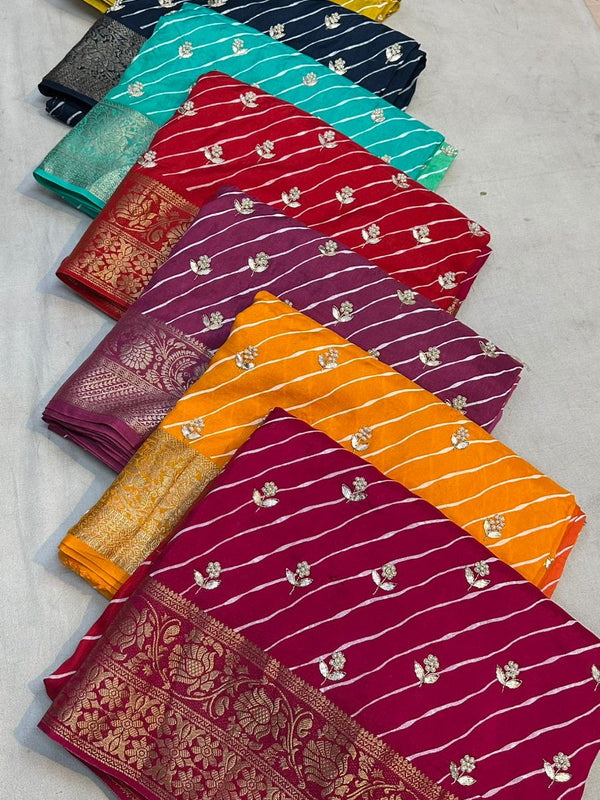 LEHERIYA MOONGA SILK SAREE