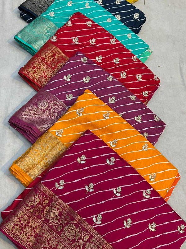LEHERIYA MOONGA SILK SAREE