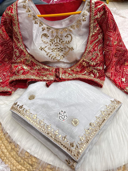 CRUSH GOLD SAREE WITH READY TO WEAR BLOUSE