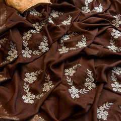 PURE RUSSIAN SILK ZARI HANDWORK SAREE