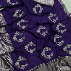 PURE RUSSIAN SILK ZARI HANDWORK SAREE