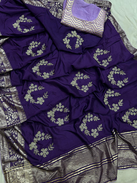 PURE RUSSIAN SILK ZARI HANDWORK SAREE