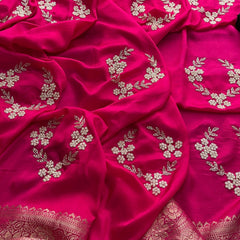 PURE RUSSIAN SILK ZARI HANDWORK SAREE