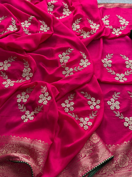 PURE RUSSIAN SILK ZARI HANDWORK SAREE