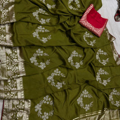 PURE RUSSIAN SILK ZARI HANDWORK SAREE