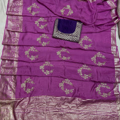 PURE RUSSIAN SILK ZARI HANDWORK SAREE