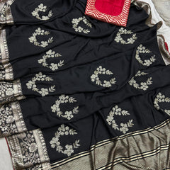PURE RUSSIAN SILK ZARI HANDWORK SAREE