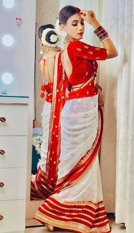 VISCOS GEORGETTE DOUBLE SHADE SAREE