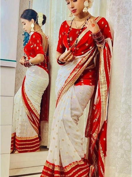VISCOS GEORGETTE DOUBLE SHADE SAREE