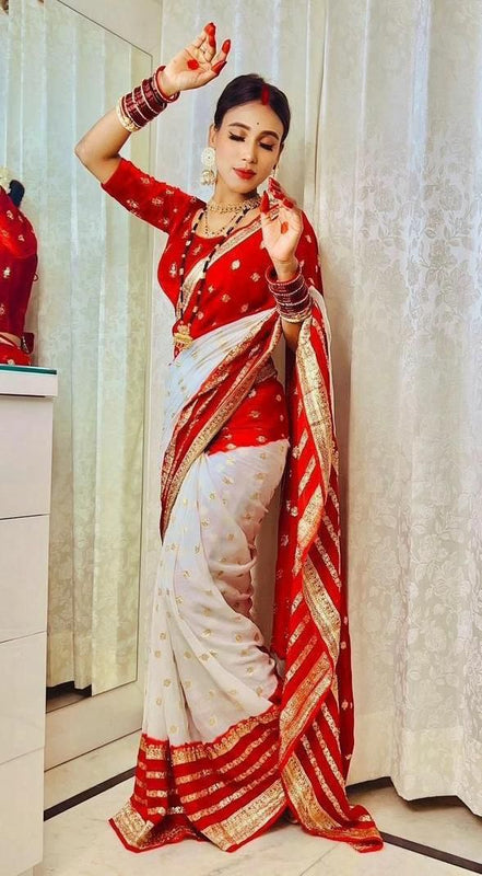 VISCOS GEORGETTE DOUBLE SHADE SAREE