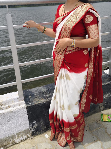 GEORGETTE SHIBORI GOLDEN BOOTA SAREE